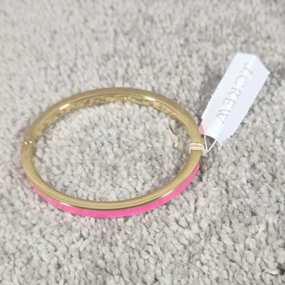 J.Crew Bangle Bracelet Pink Gold Enamel Hinge Women